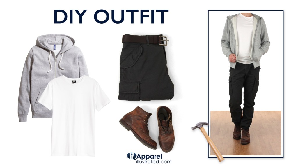 diy outfit with black cargo pants for men
