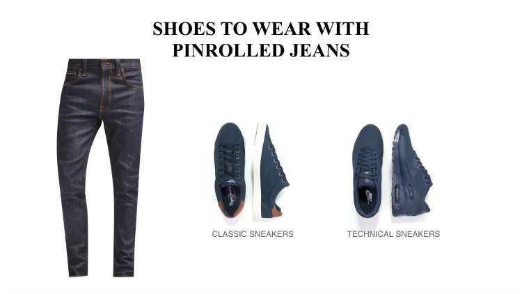 pinroll jeans and selvedge chino shoe combo 2