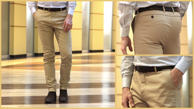 Nanquan Men Sports Slim Fit Casual Workout Pockets Stitching Trousers Dress Chino Pants